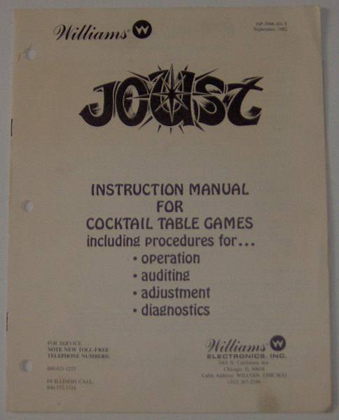(image for) Williams Joust Instruction Manual for Cocktail Table Games - Click Image to Close